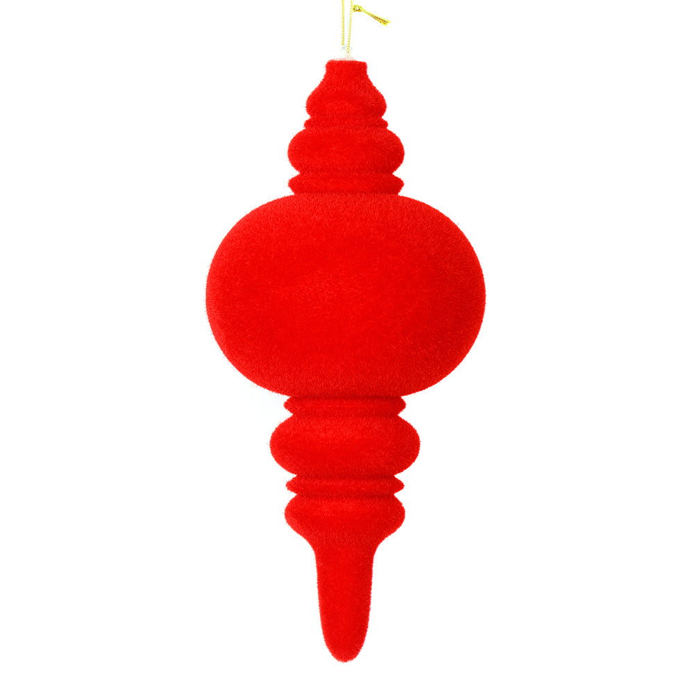 10" Red Flocked Finial Ornament