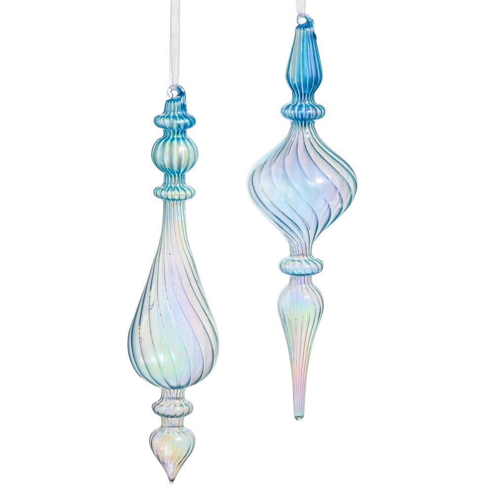 11.75" Pearlescent Blue Finial Ornament