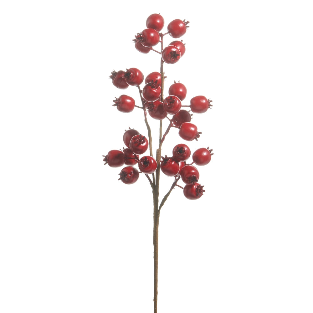 21" Matte Red Berry Pod Spray