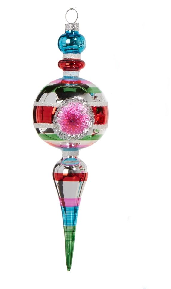 8.5" Striped Vintage Finial Ornament