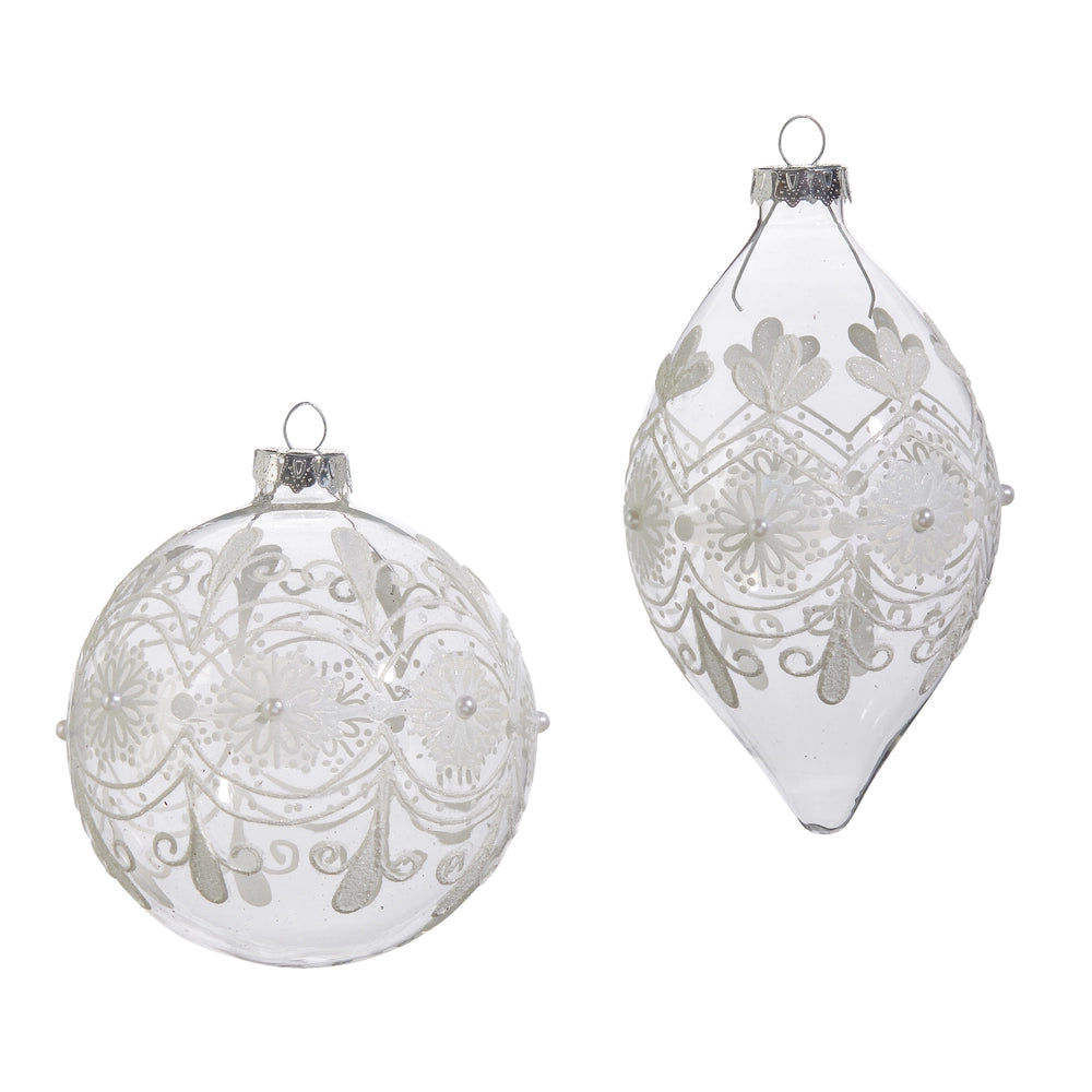 4" Clear Frosted Ornament