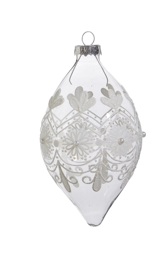 4" Clear Frosted Ornament