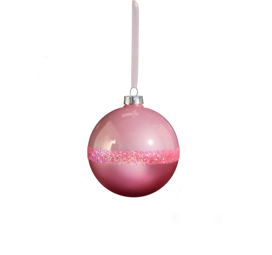 4" Pink Two Tone Ball Ornament