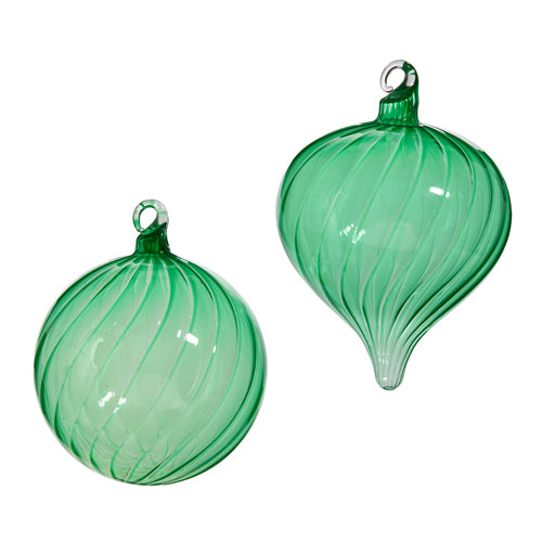 4" Green Blown Glass Ornament - Ball