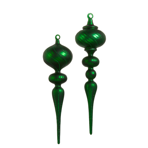 13" Matte Green Finial Ornament - Double