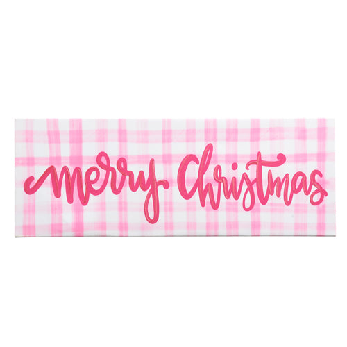 21.5" Pink Gingham Merry Christmas Print