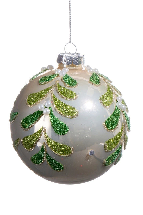 4" Ivory Pearl Mistletoe Ornament
