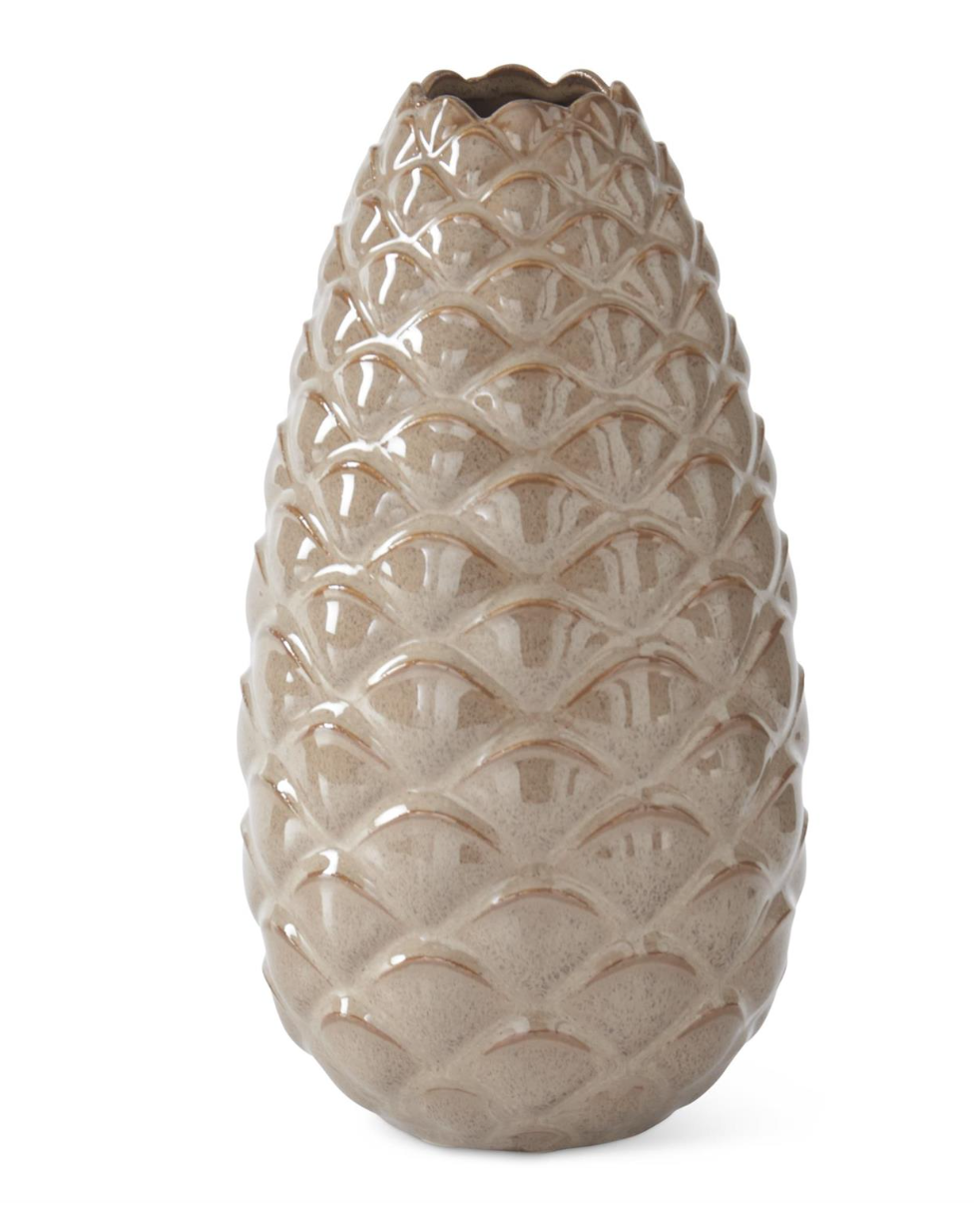 8.75 Inch Tan Ceramic Pinecone Vase