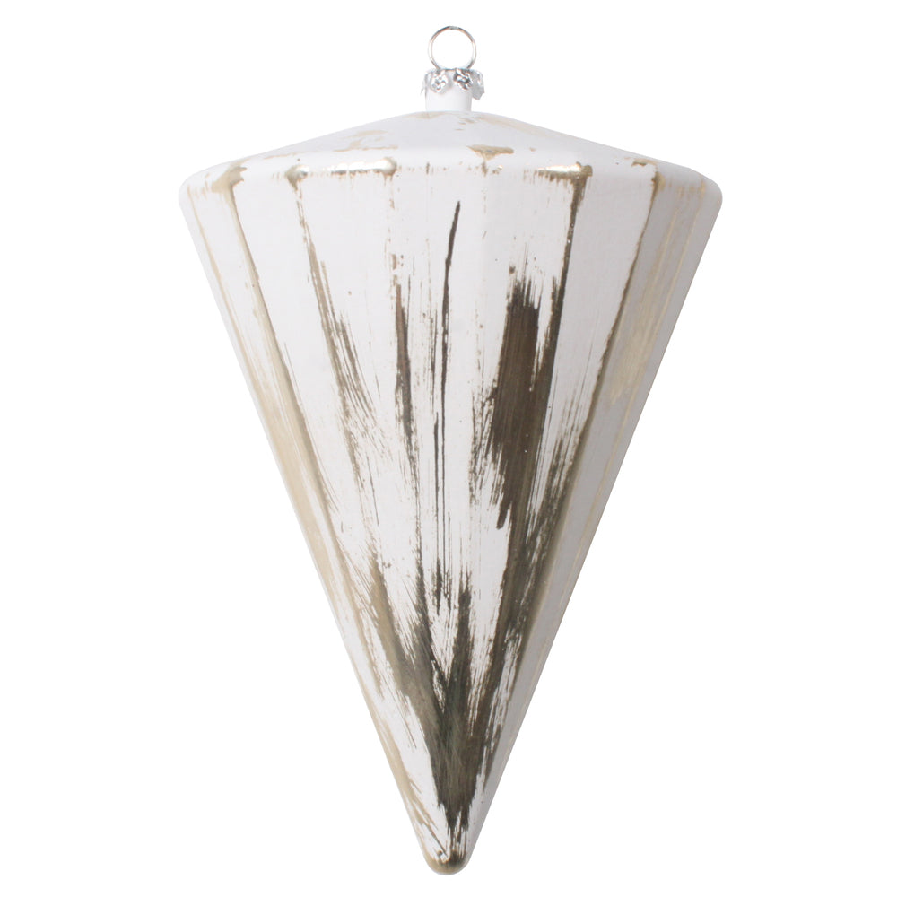 6" Champagne Brushed Cone Ornament