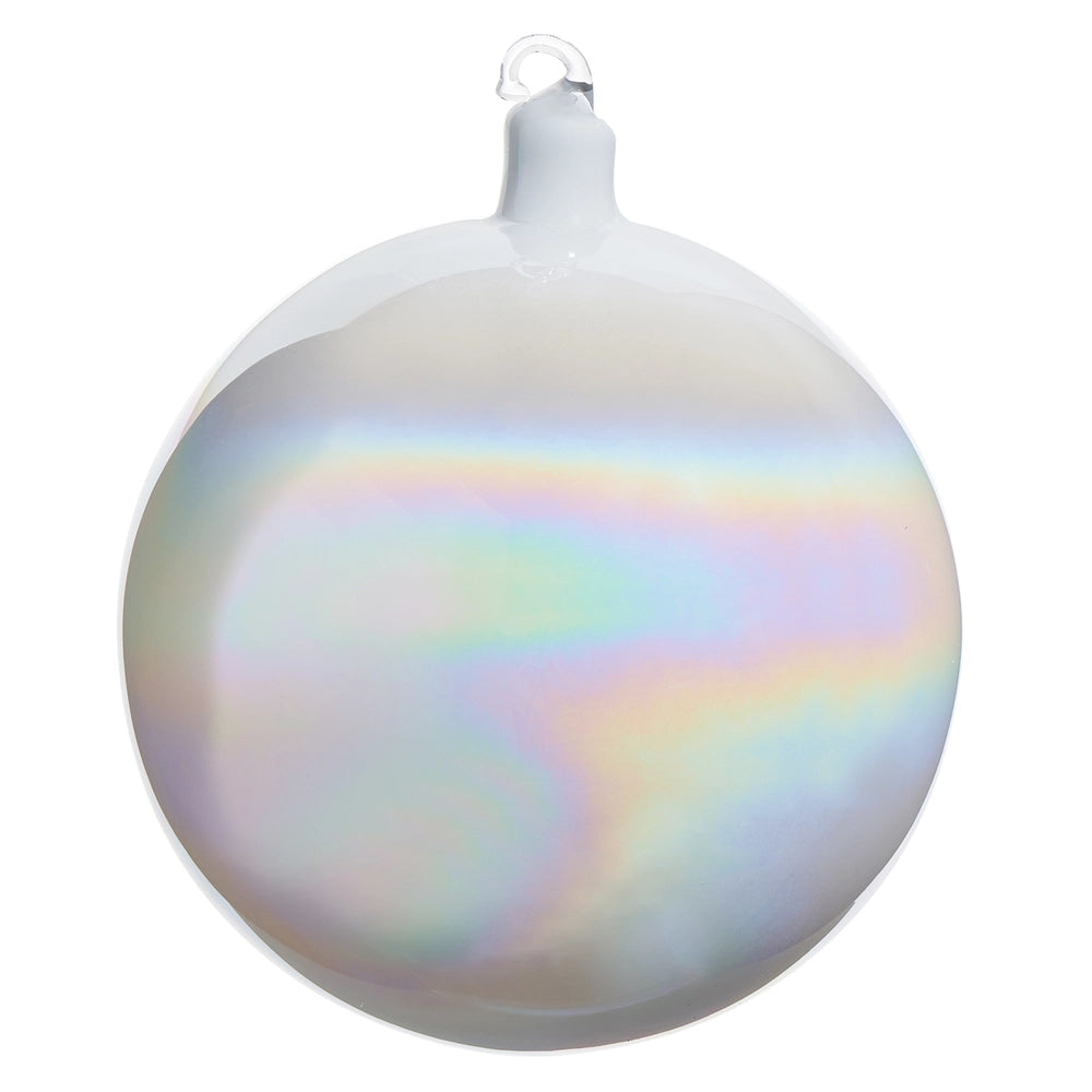 6" Iridescent Blown Glass Ball Ornament