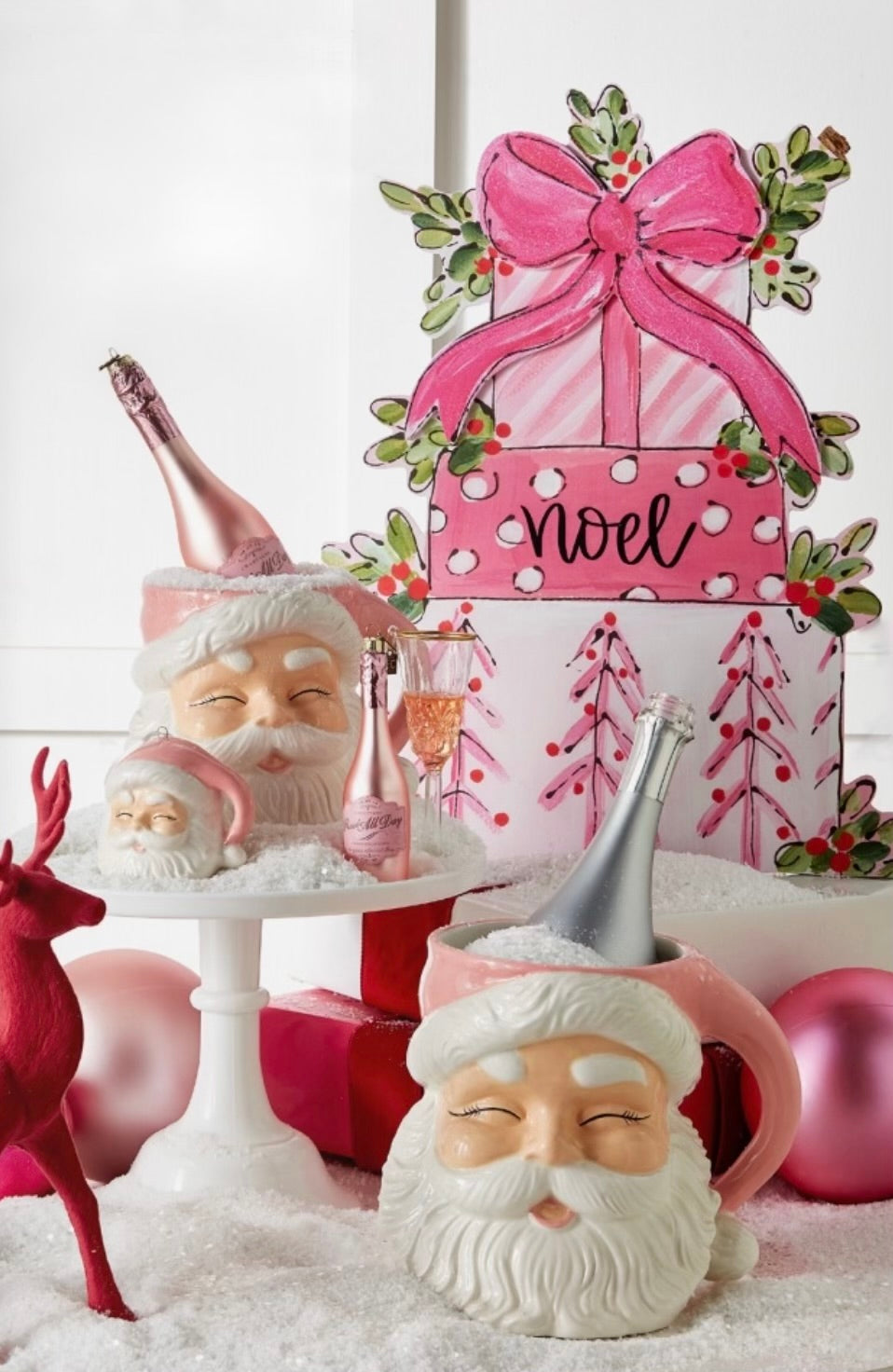 8" Pink Santa Container