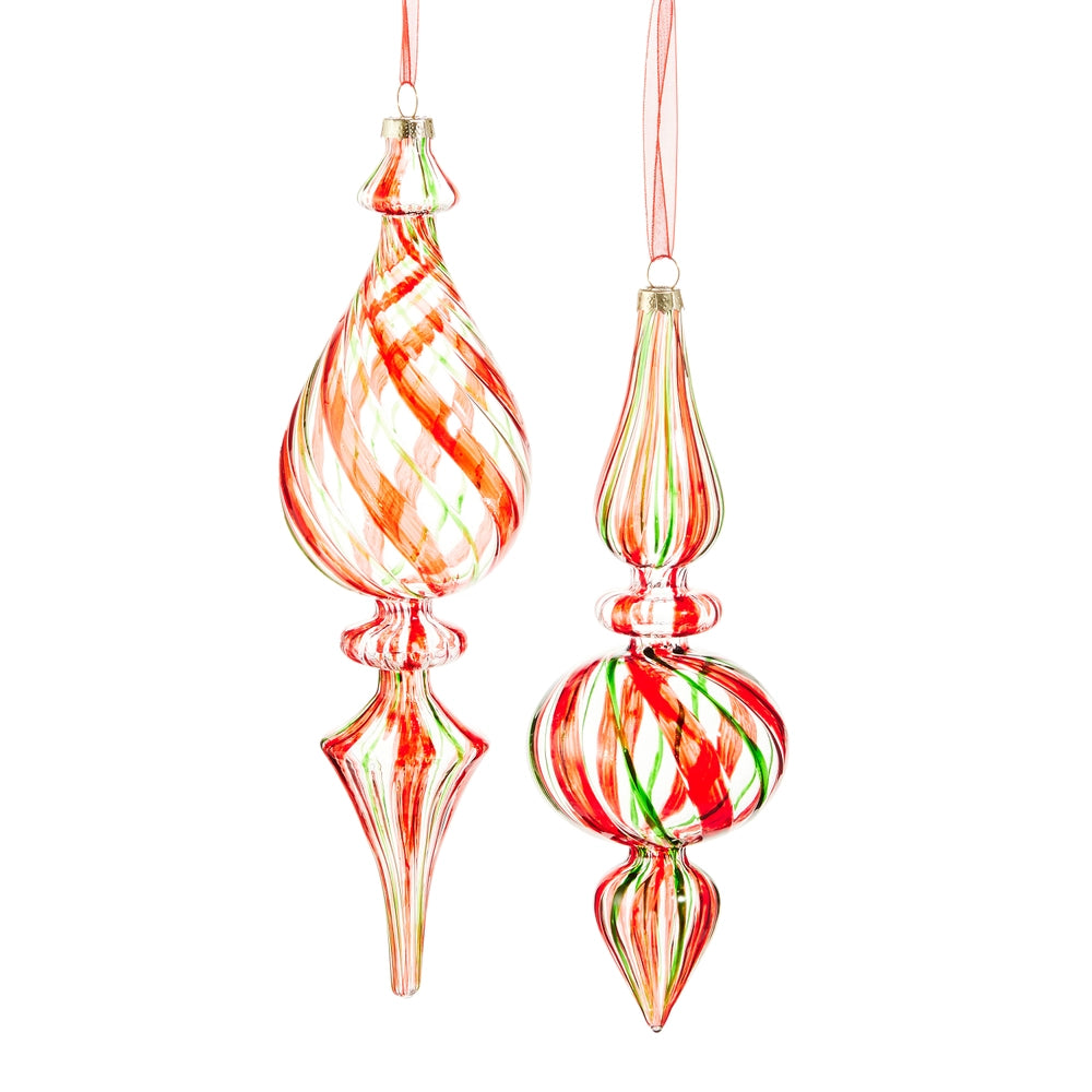 9.75" Tricolor Spiral Finial Ornaments