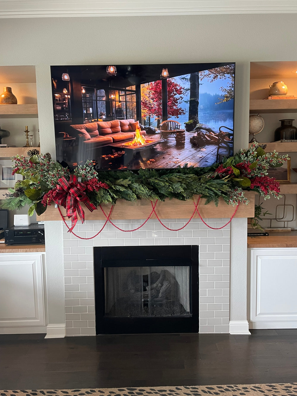 3' Frosted Red Bead Garland