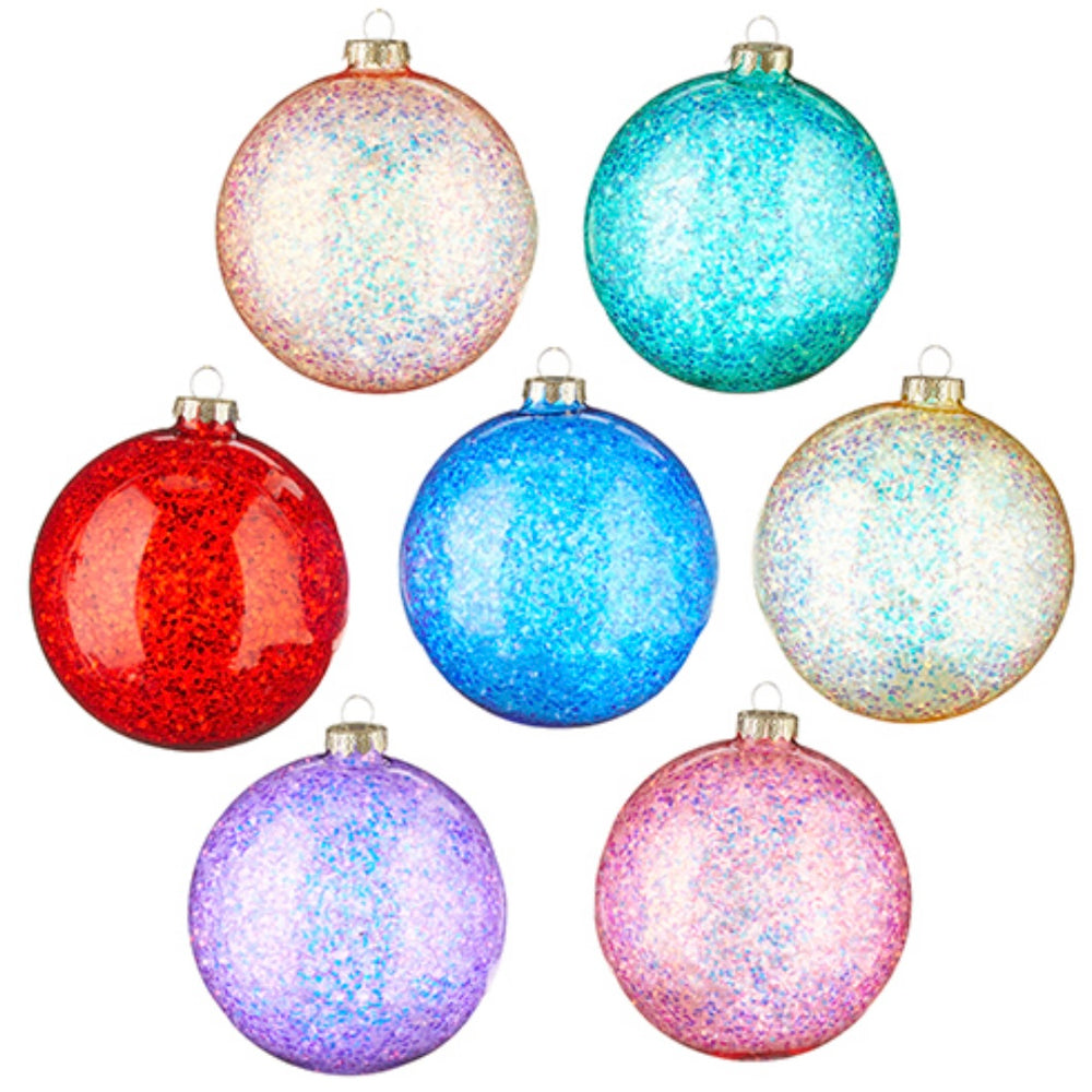 5" Glittered Ball Ornament - Peach