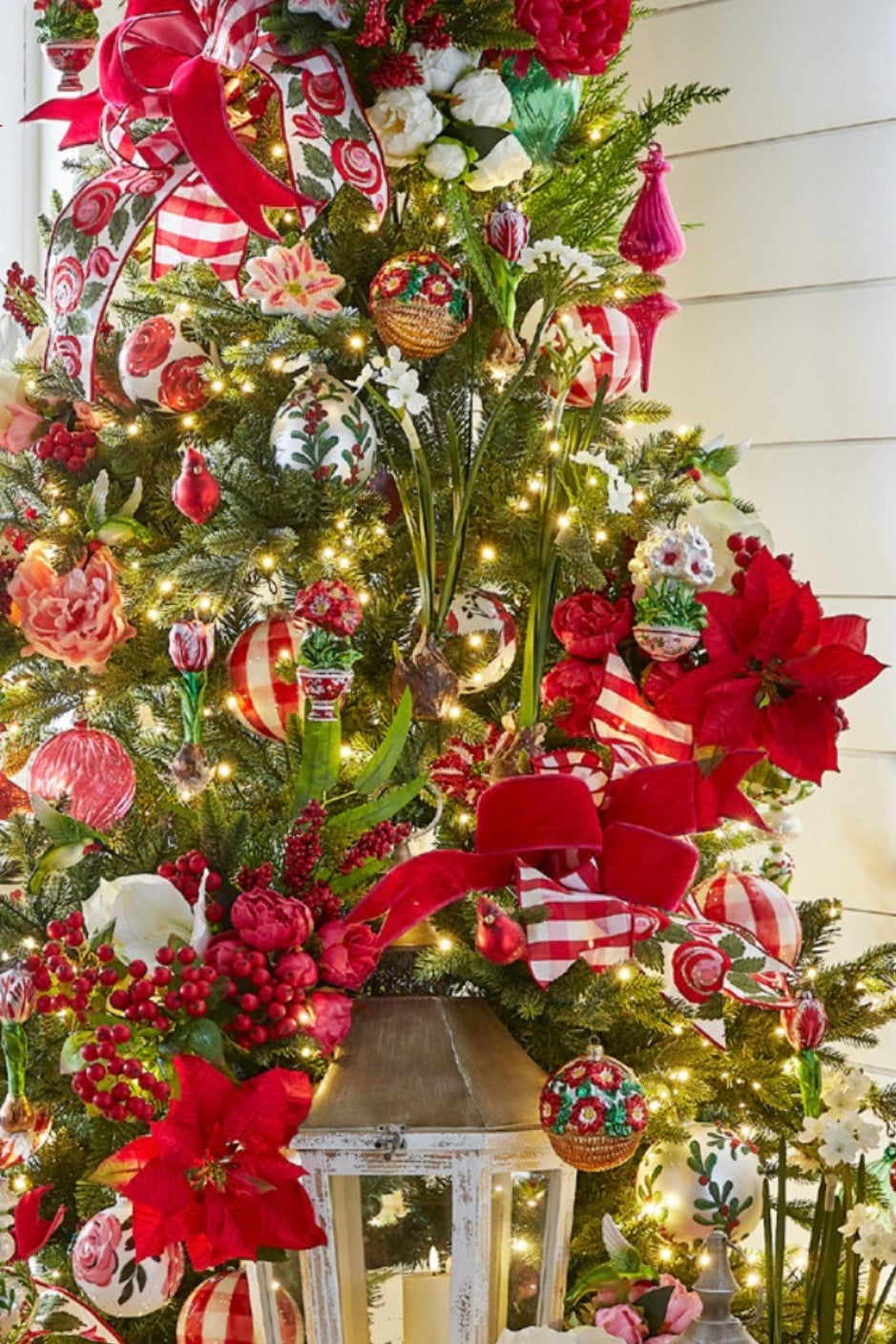 5" Red Gingham Ball Ornament