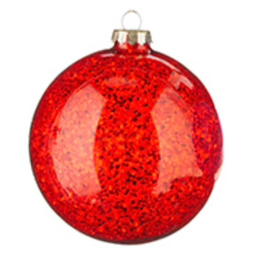 5" Glittered Ball Ornament - Red