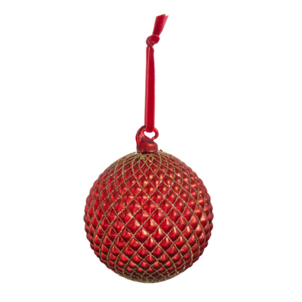 4” Red Quilted Ornament