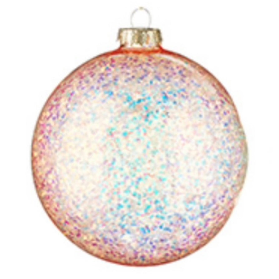 5" Glittered Ball Ornament - Peach