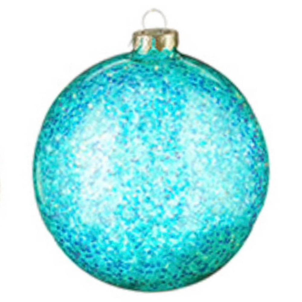 5" Glittered Ball Ornament - Turquoise