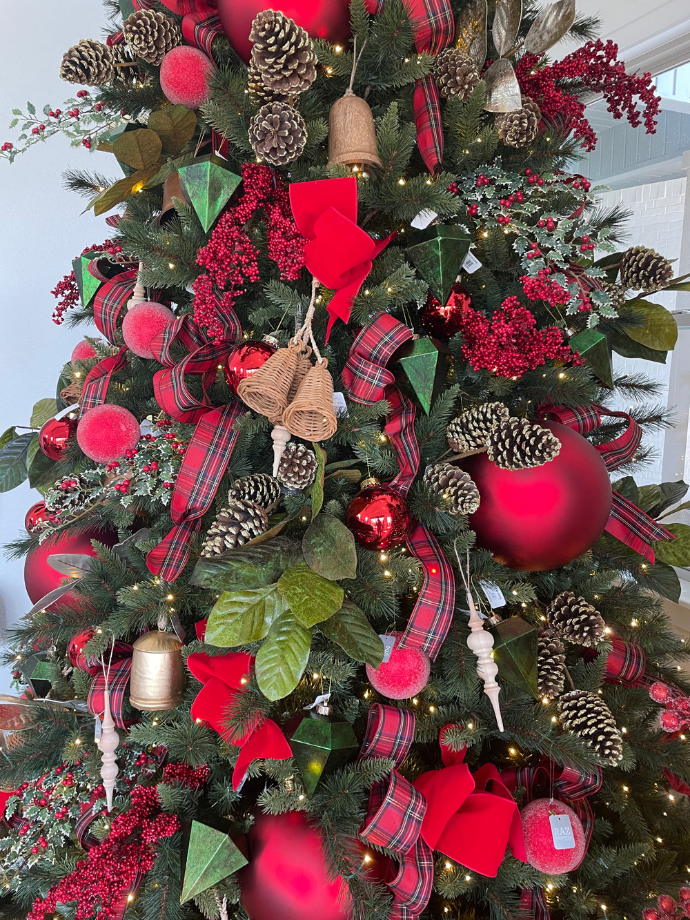 28" Glittered Variegated Holly Spray