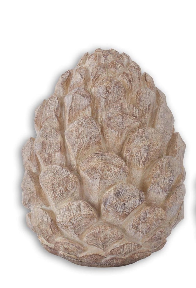 Large Resin Woodgrain Standing Pinecone