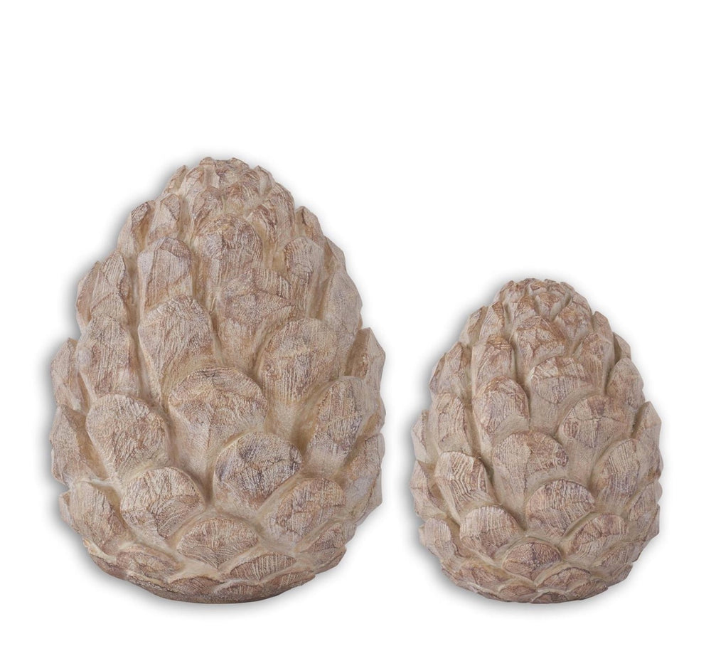Large Resin Woodgrain Standing Pinecone