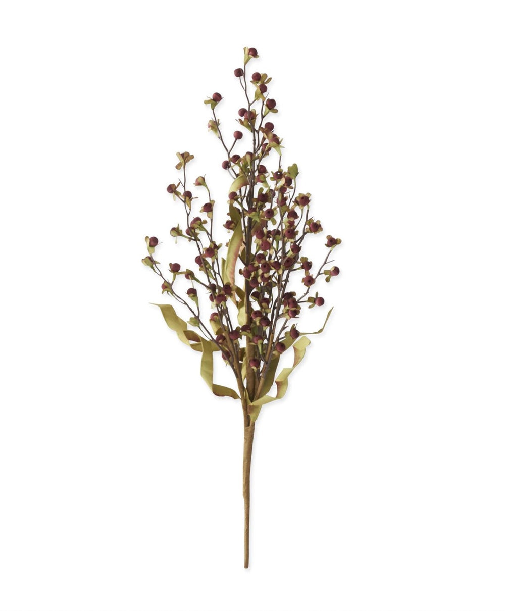 23 Inch Burgundy Wood Bead Berry Bush