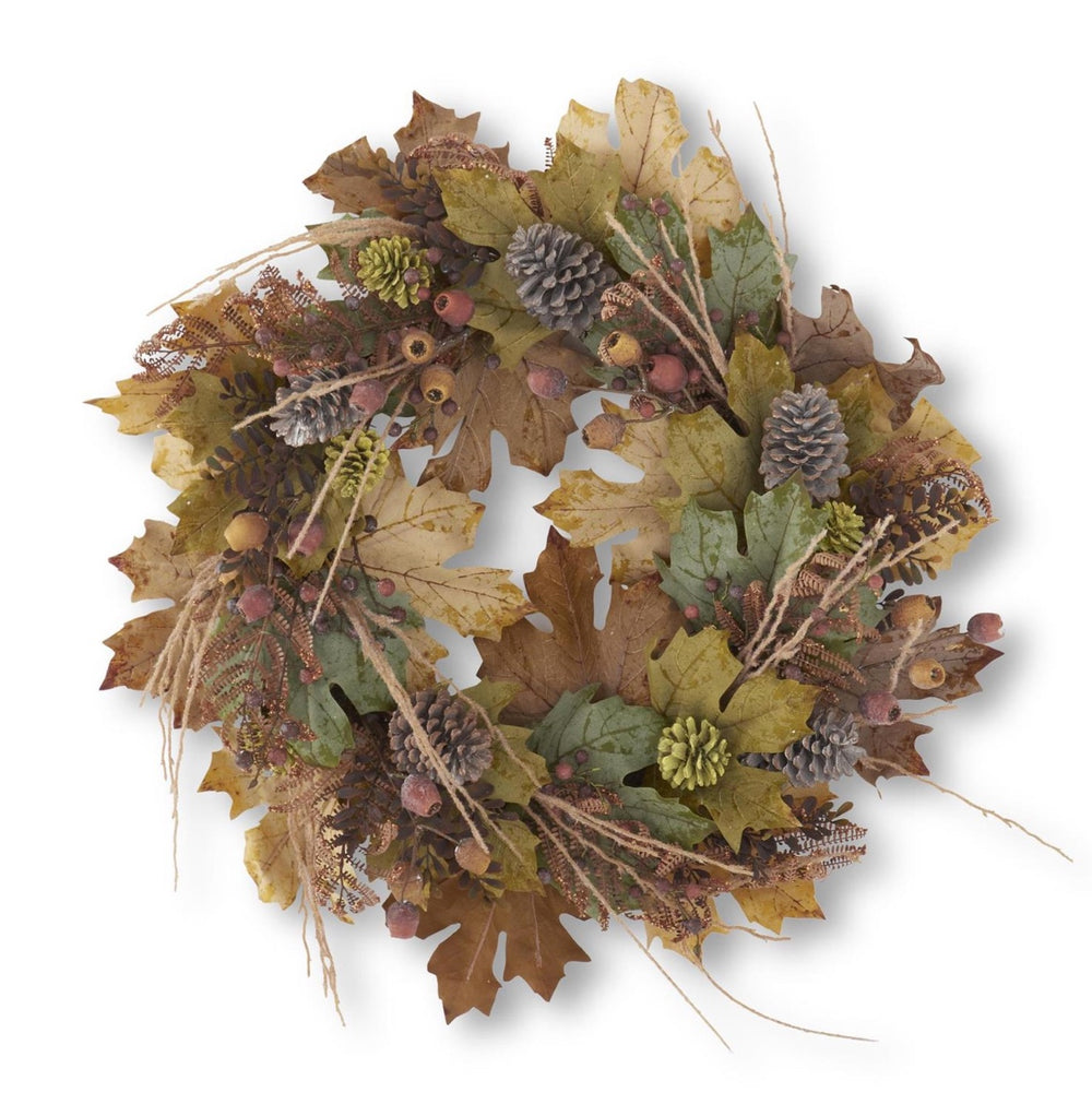 28 Inch Multi Color Fall Wreath with Twigs Pods Berries & Pinecones