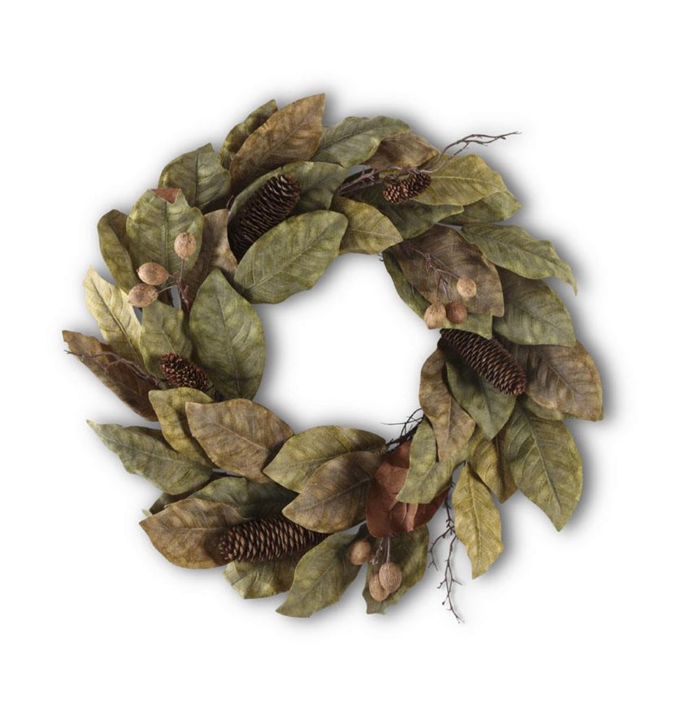 24 Inch Magnolia Pinecone and Nut Wreath
