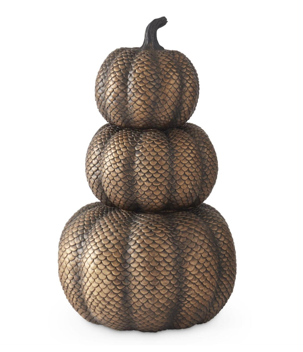 16 Inch Copper Snakeskin Resin 3 Stack Pumpkins