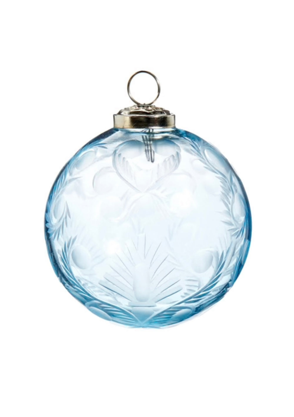 4" Etched Blue Ball Ornament