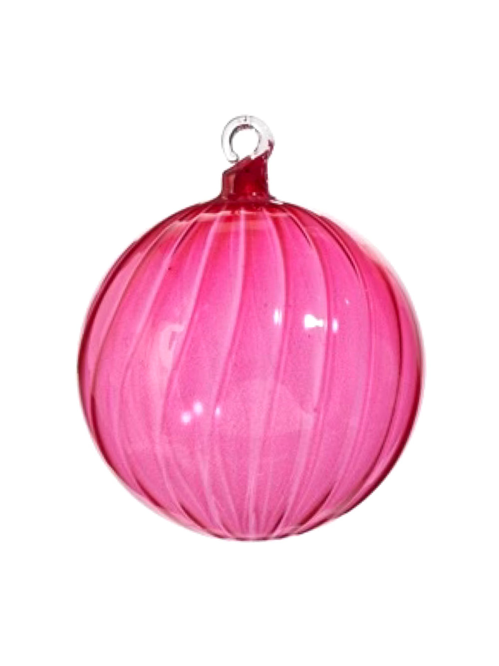 4" Fuschia Blown Glass Ornament - Ball