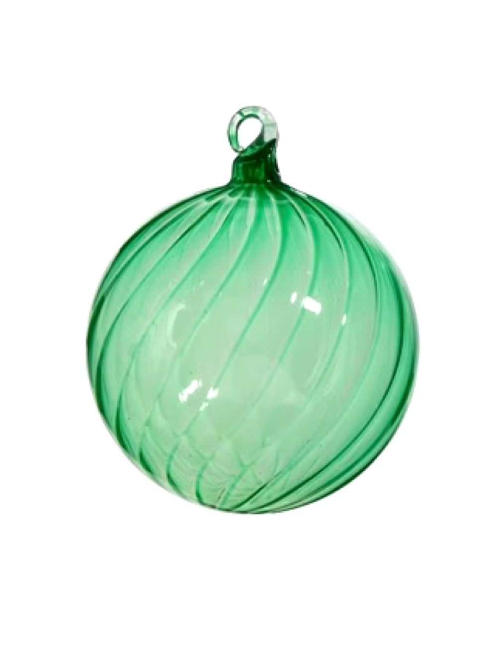 4" Green Blown Glass Ornament - Ball