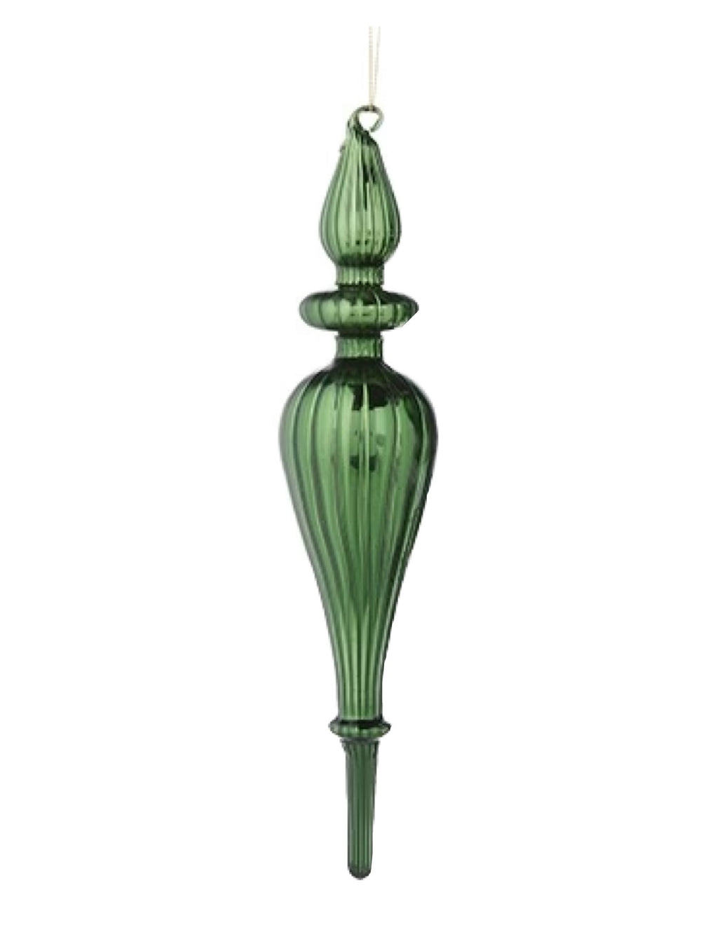 11.75" Green Finial Ornament - Long