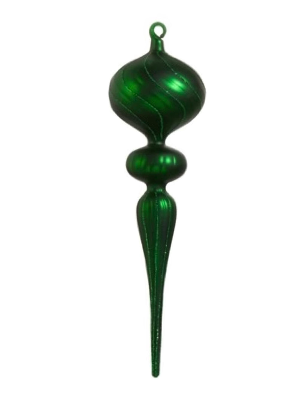 13" Matte Green Finial Ornament - Double