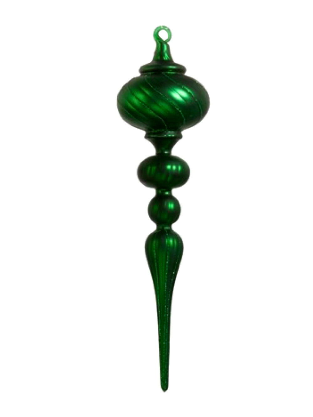 13" Matte Green Finial Ornament - Triple