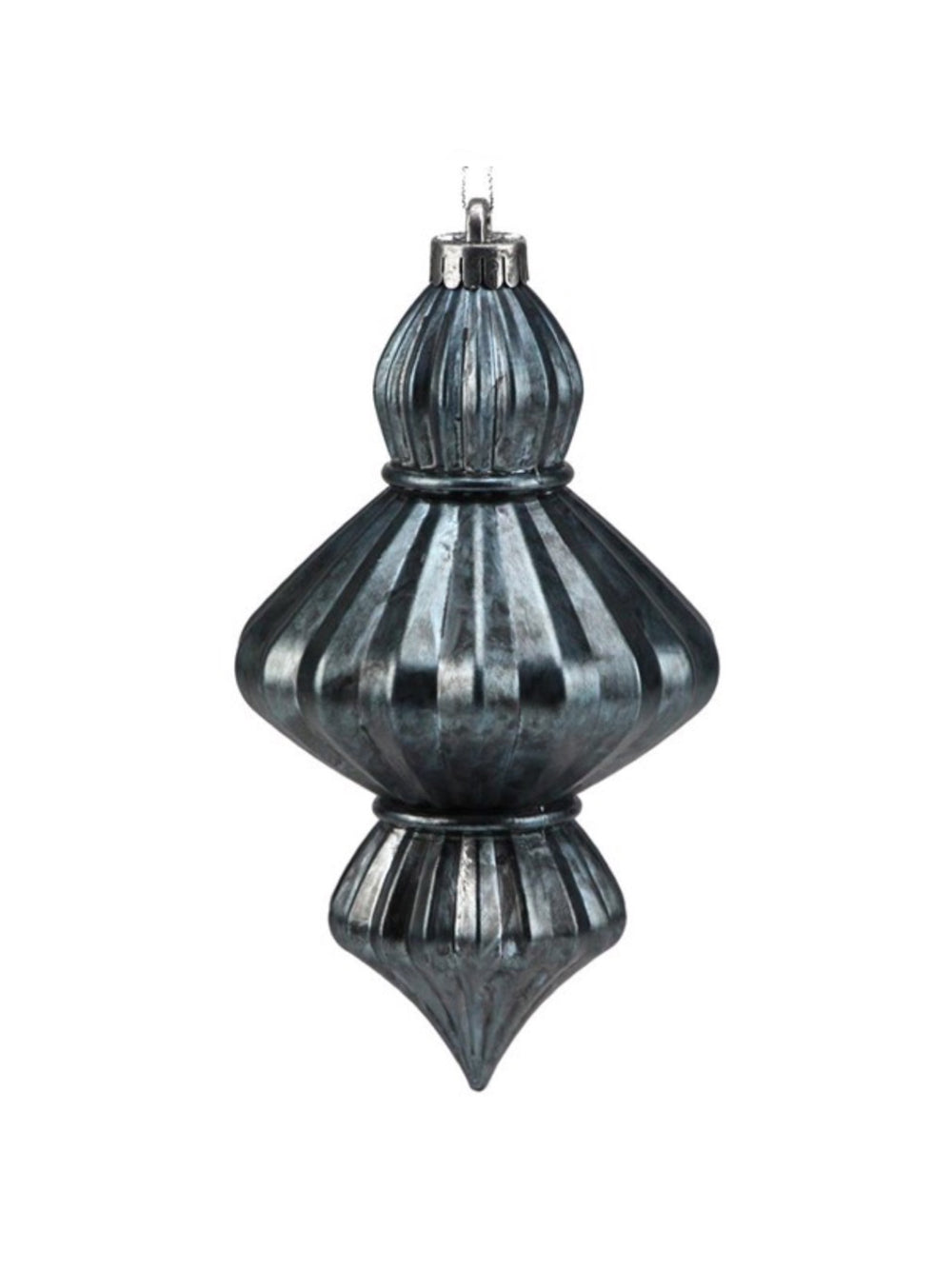 9" Finial Ornament - Antique Wash Moon Blue