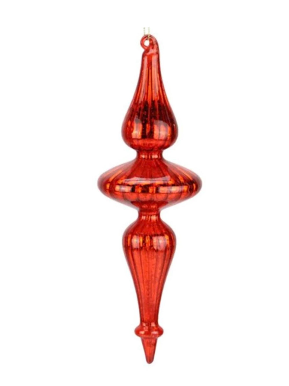 9.75" Glass Finial Ornament - Shiny Mercury Red