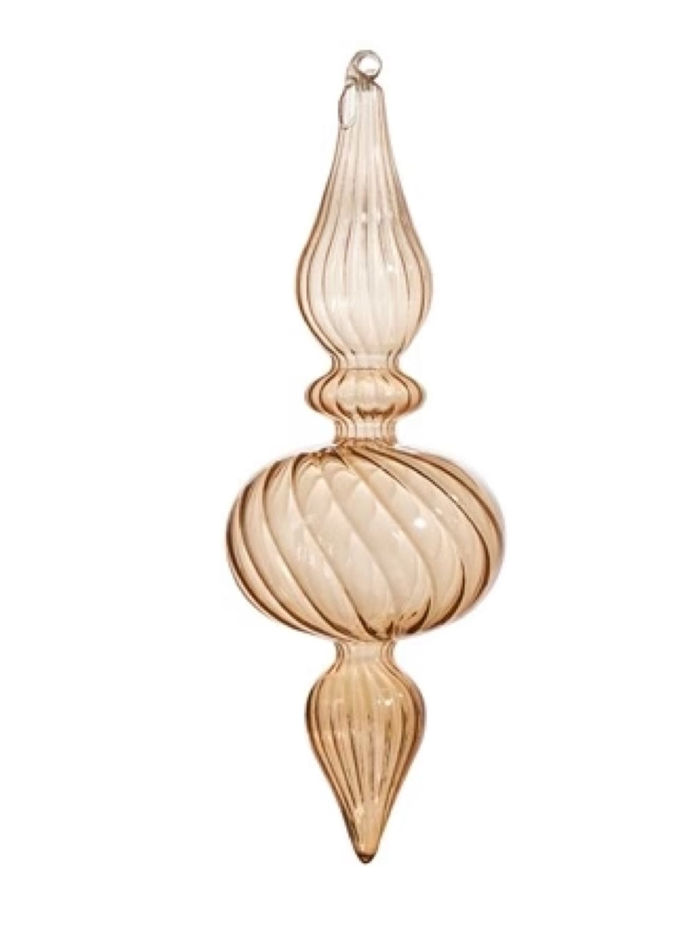 9.5" Glass Blown Finial Ornament - Light Brown