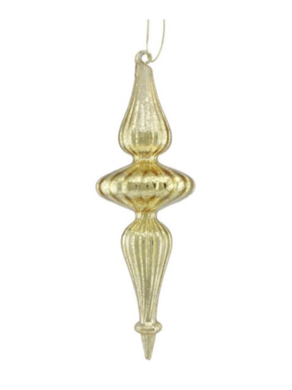 9.75" Glass Finial Ornament - Shiny Mercury Gold