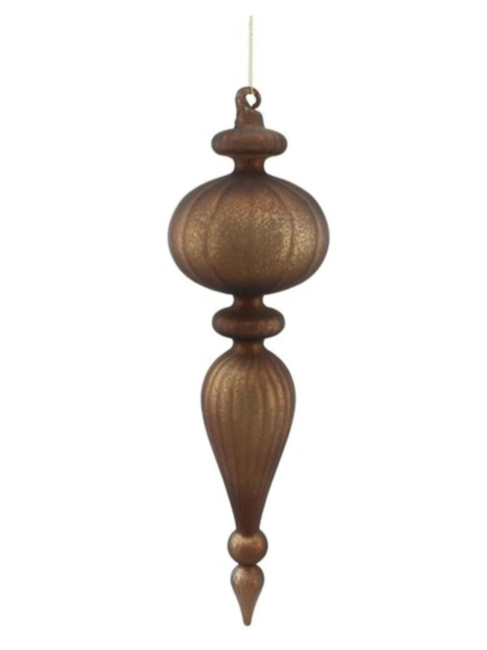 14" Glass Finial Ornament - Matte Mercury Chocolate