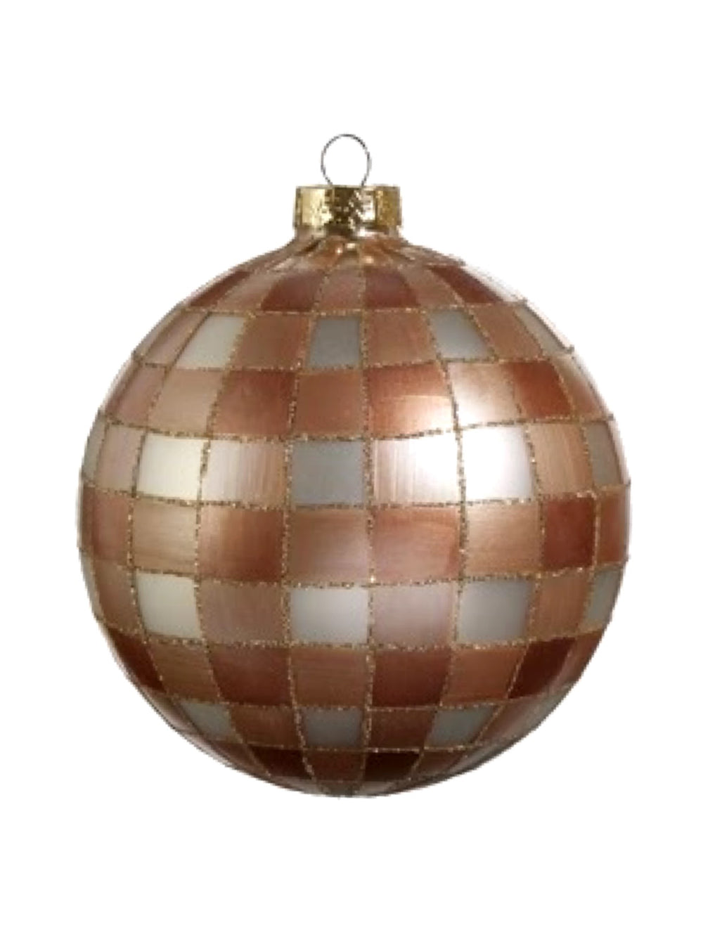 5" Tan Gingham Ornament - Ball