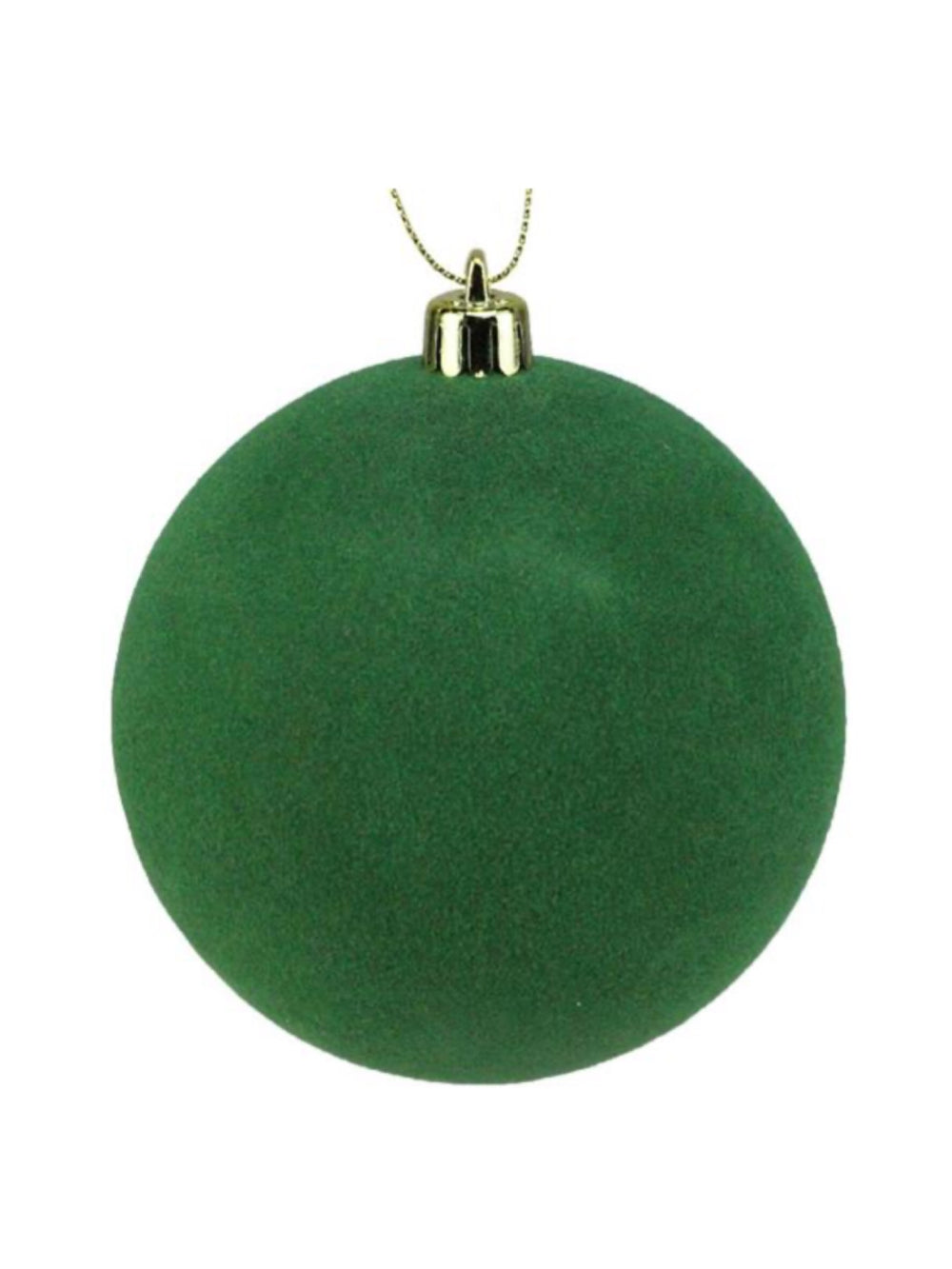 4" Smooth Flocked Ball Ornament - Emerald Green (100mm)