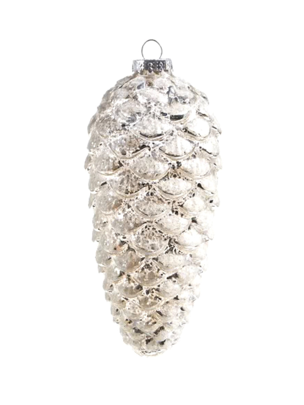 5.75" White Glittered Pinecone Ornament