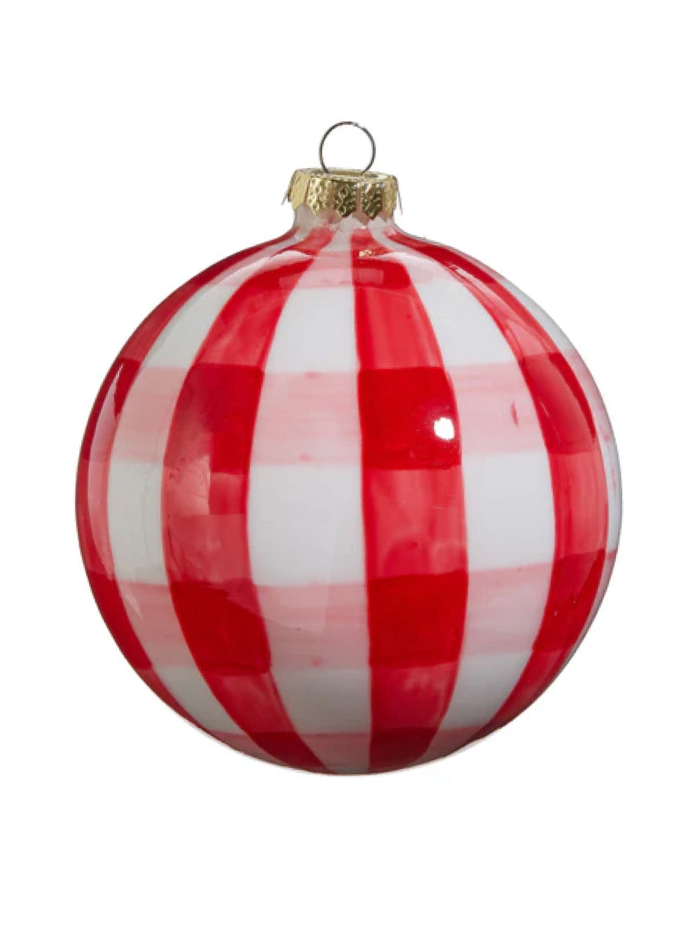 5" Red Gingham Ball Ornament