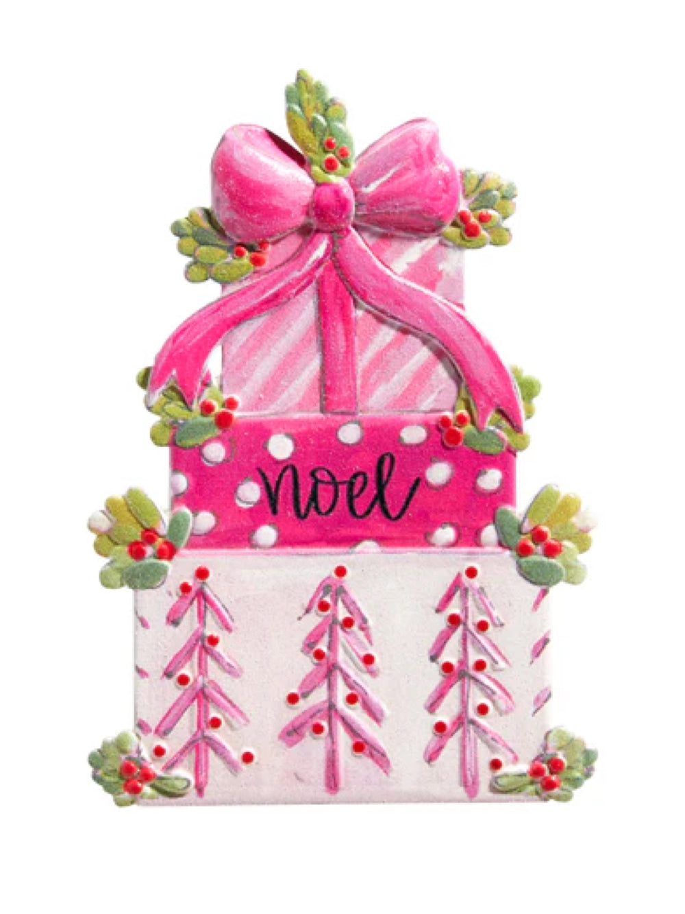 6" Pink Present Stack Ornament