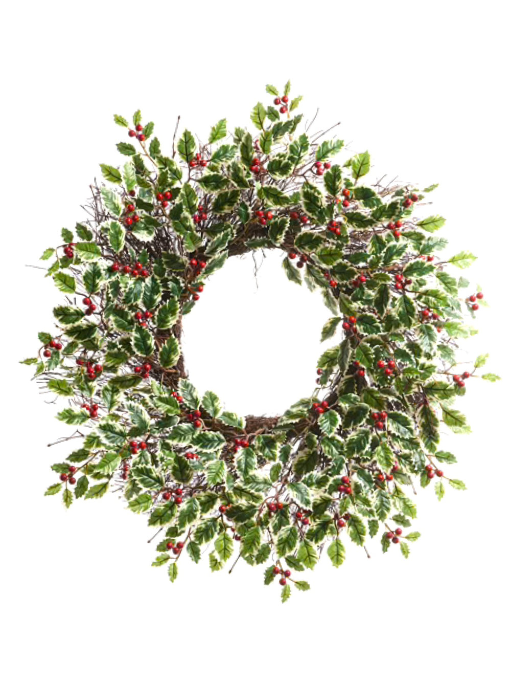 26" Variegated Holly and Berry Wreath