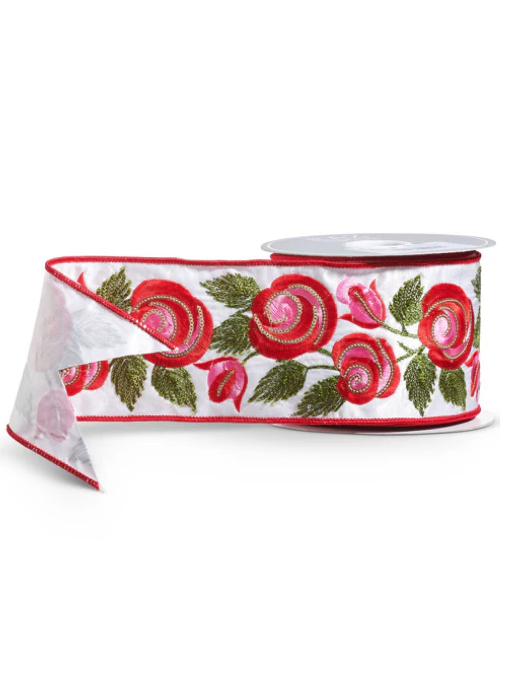 4" x 10 Yards Embroidered Roses Ribbon