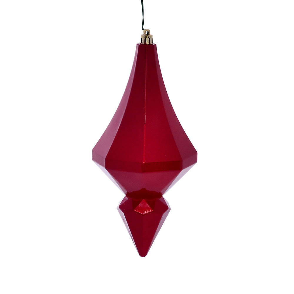 8" Red Candy Diamond Finial 2/Bag